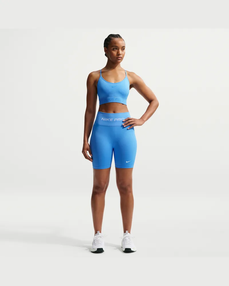 Nike Pro Seamless Bike Shorts mit hohem Bund (Damen, ca. 12,5 cm) - Blau Blau