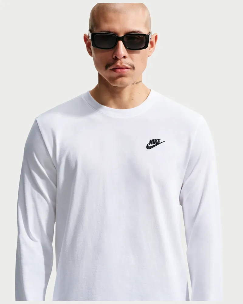 Nike Club Langarm-T-Shirt für Herren - Weiß Weiß