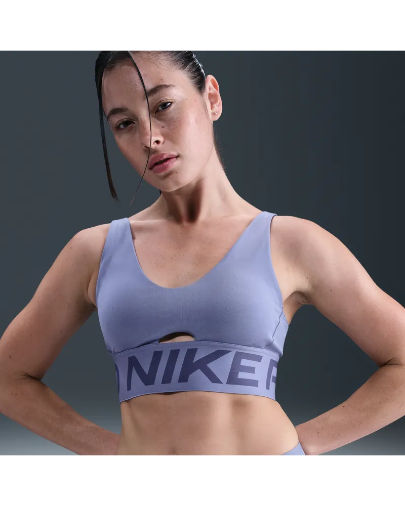 Nike Pro Indy Plunge gepolsterter Sport-BH mit mittlerem Halt - Blau Blau