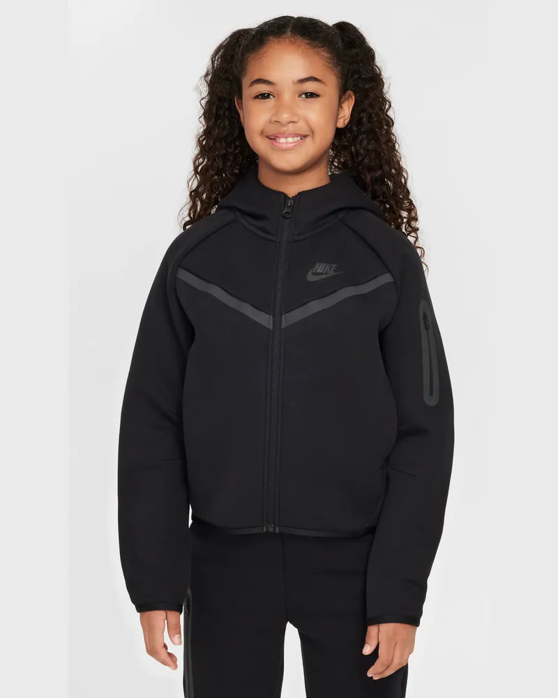 Nike Tech Fleece-Hoodie mit durchgehendem Reißverschluss (Mädchen) - Schwarz Schwarz