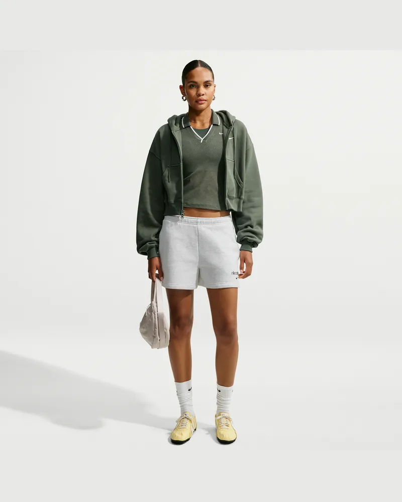 Nike Studio Fleece Mid-Rise-Shorts aus mittelschwerem Material (Damen) - Braun Braun