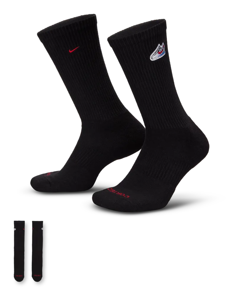 Nike Everyday Cushioned Crew-Socken (1 Paar) - Schwarz Schwarz