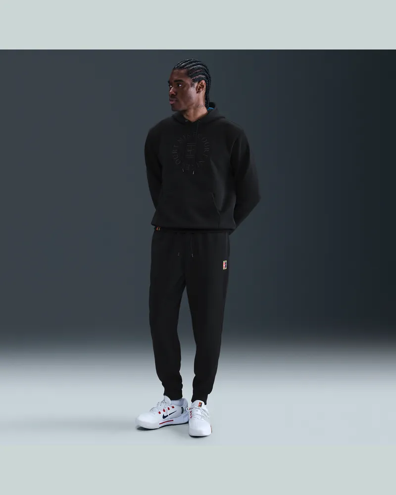 Nike Court Heritage Dri-FIT Fleece-Tennis-Jogger (Herren) - Schwarz Schwarz