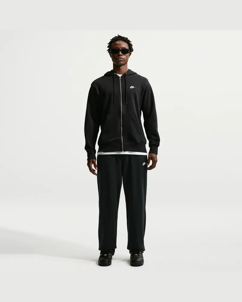 Nike Club French-Terry-Hose mit offenem Saum (Herren) - Schwarz Schwarz