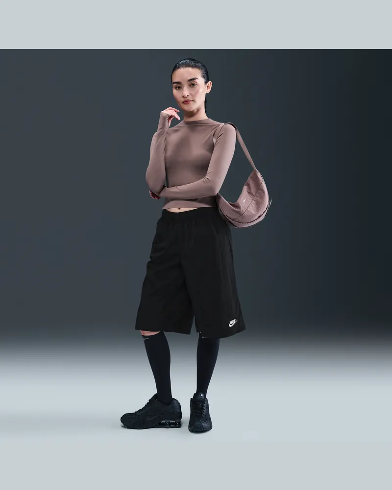 Nike Sportswear weite knielange Shorts mit mittelhohem Bund (Damen) - Schwarz Schwarz