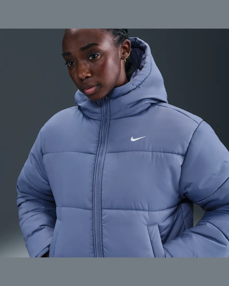 Nike Sportswear Classic Puffer lockere Therma-FIT Jacke mit Kapuze für Damen - Blau Blau