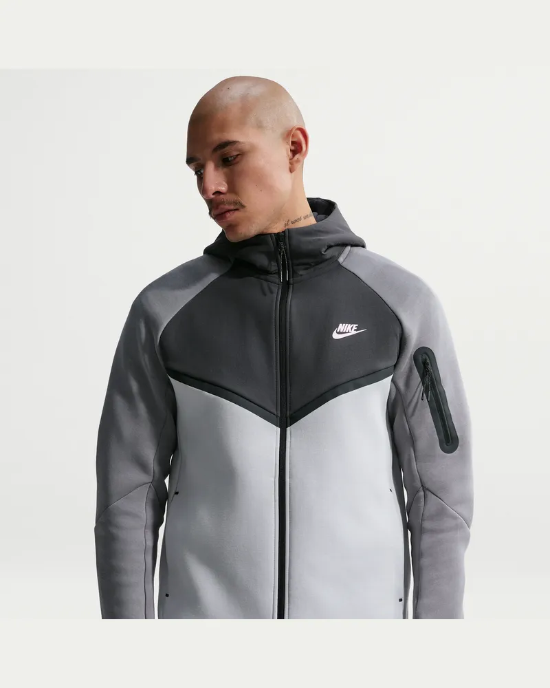Nike Tech Windrunner-Jacke aus Fleece mit durchgehendem Reißverschluss (Herren) - Grau Grau