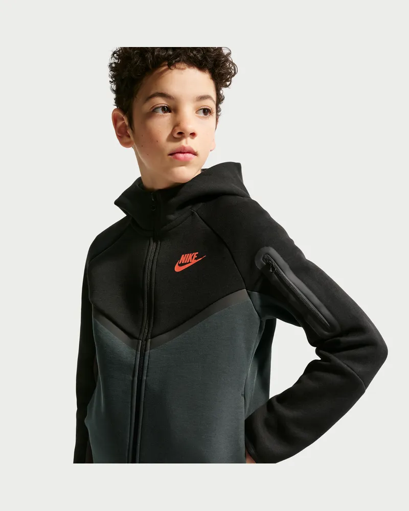 Nike Tech Fleece Hoodie mit durchgehendem Reißverschluss für ältere Kinder - Schwarz Schwarz