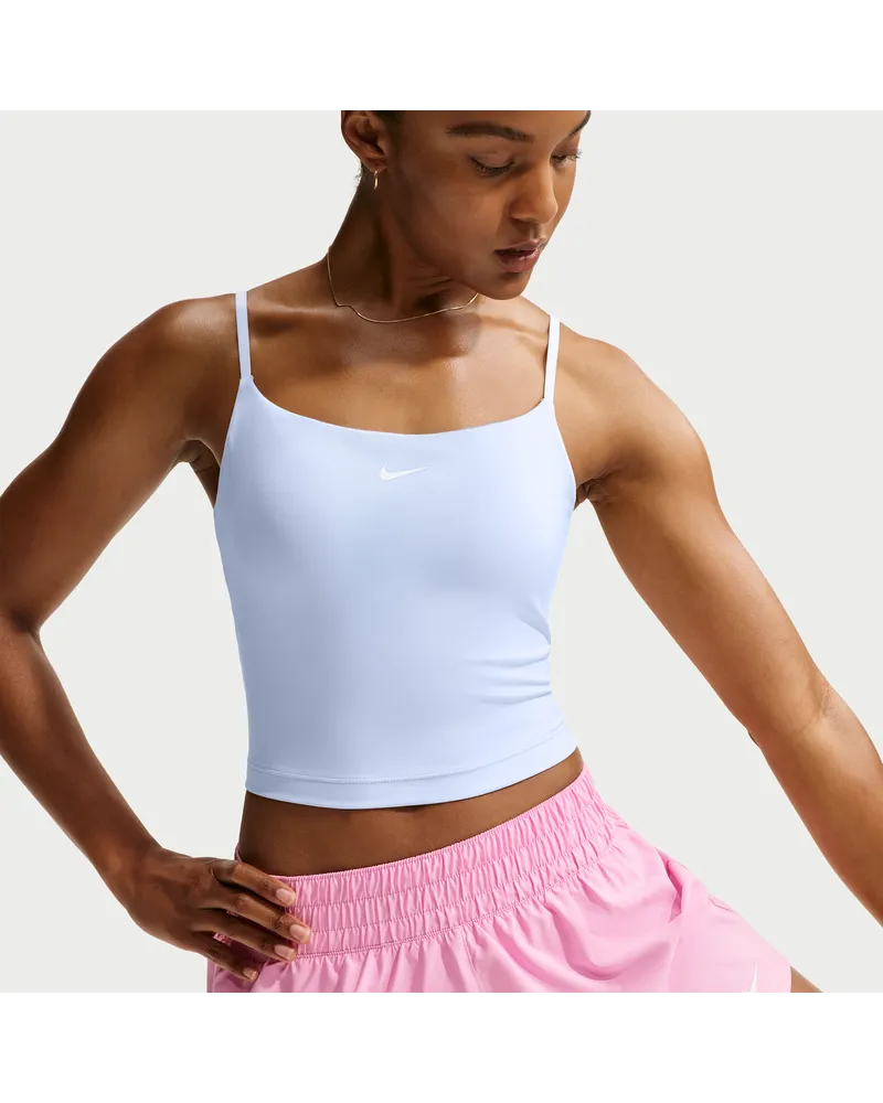 Nike One gepolstertes, verstellbares Sport-BH-Tanktop mit mittlerem Halt - Blau Blau