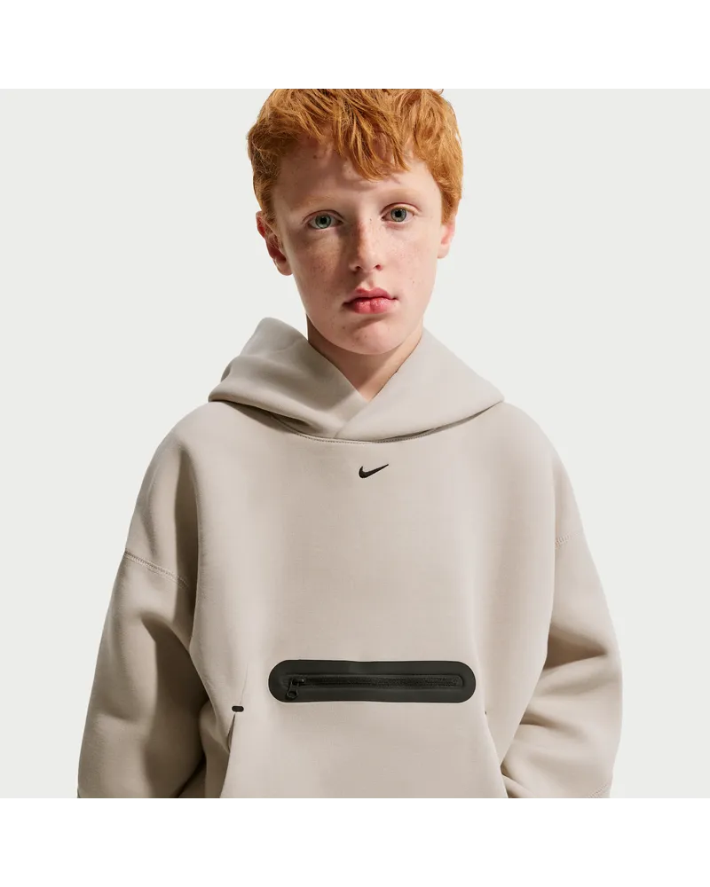 Nike Tech Fleece Oversize-Hoodie mit Kapuze für ältere Kinder (Jungen) - Braun Braun