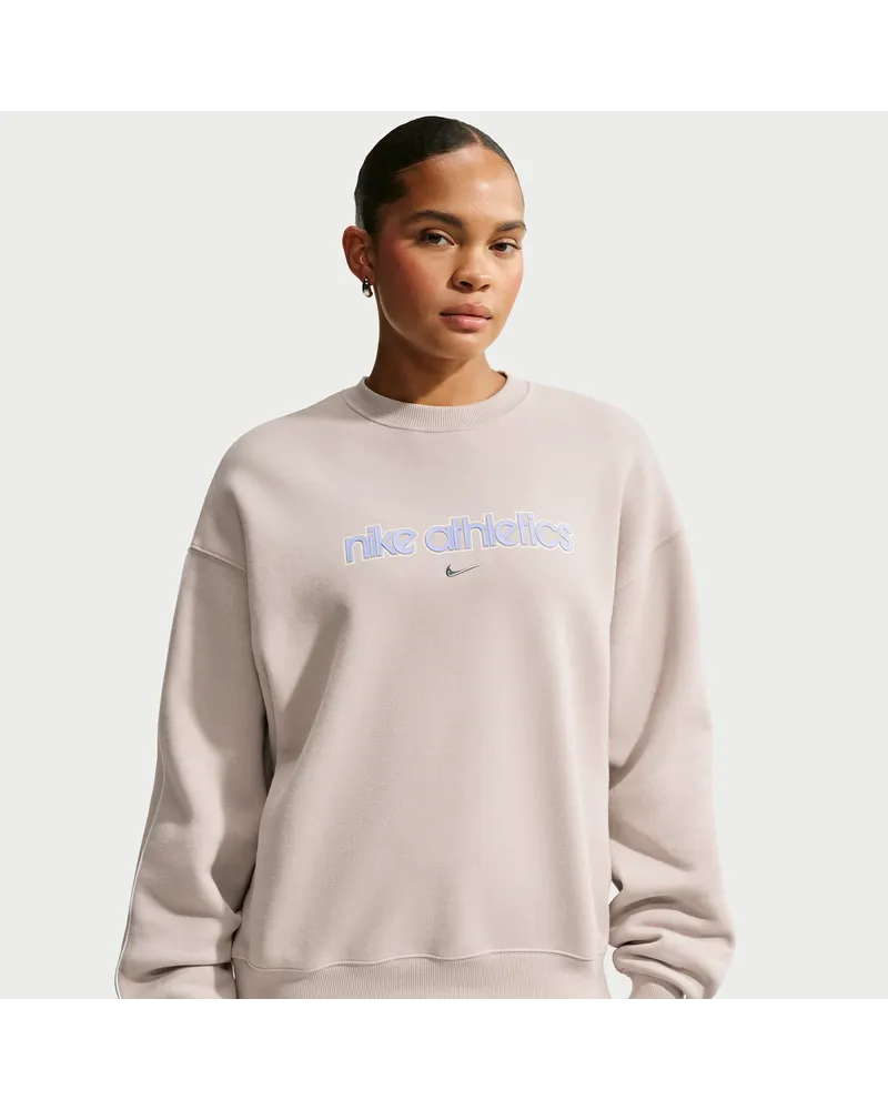 Nike Studio Fleece mittelschweres Material Oversize-Rundhalsshirt (Damen) - Braun Braun
