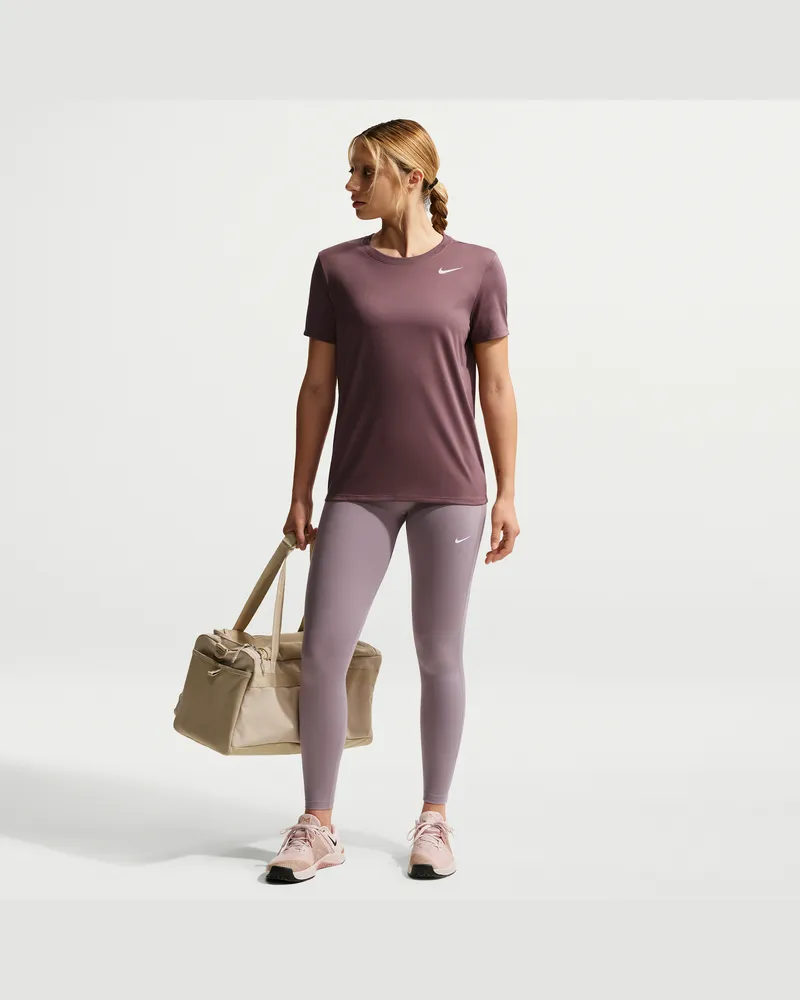 Nike One Leggings in voller Länge mit nahtloser Vorderseite und hohem Bund (Damen) - Grau Grau