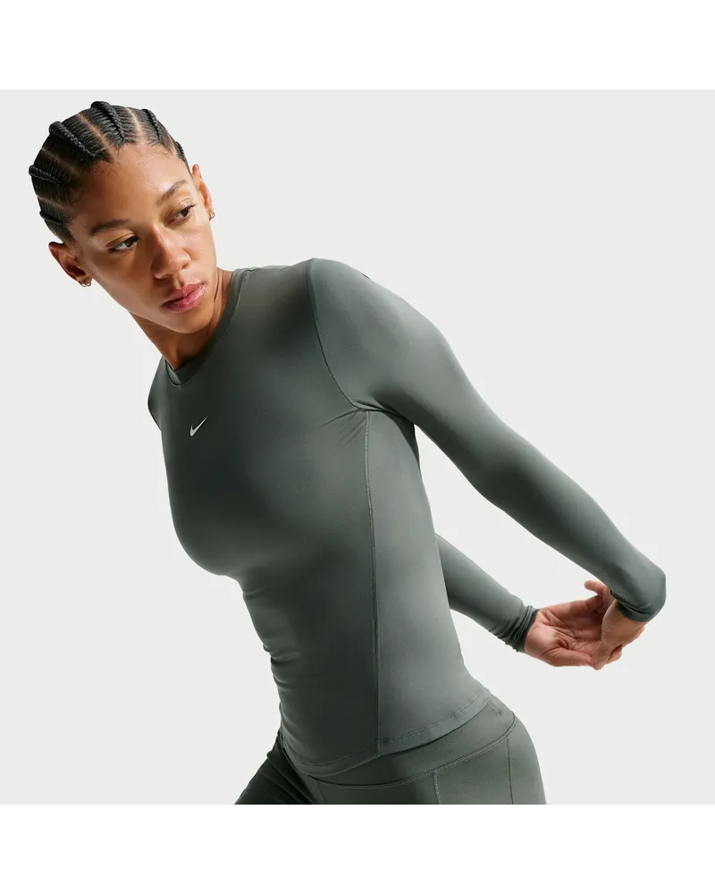 Nike One Fitted Dri-FIT Longsleeve-Oberteil für Damen - Grün Grün