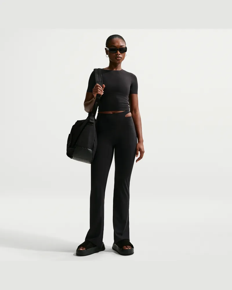 Nike Zenvy Leggings mit hohem Bund und ausgestelltem Bein für Damen - Schwarz Schwarz