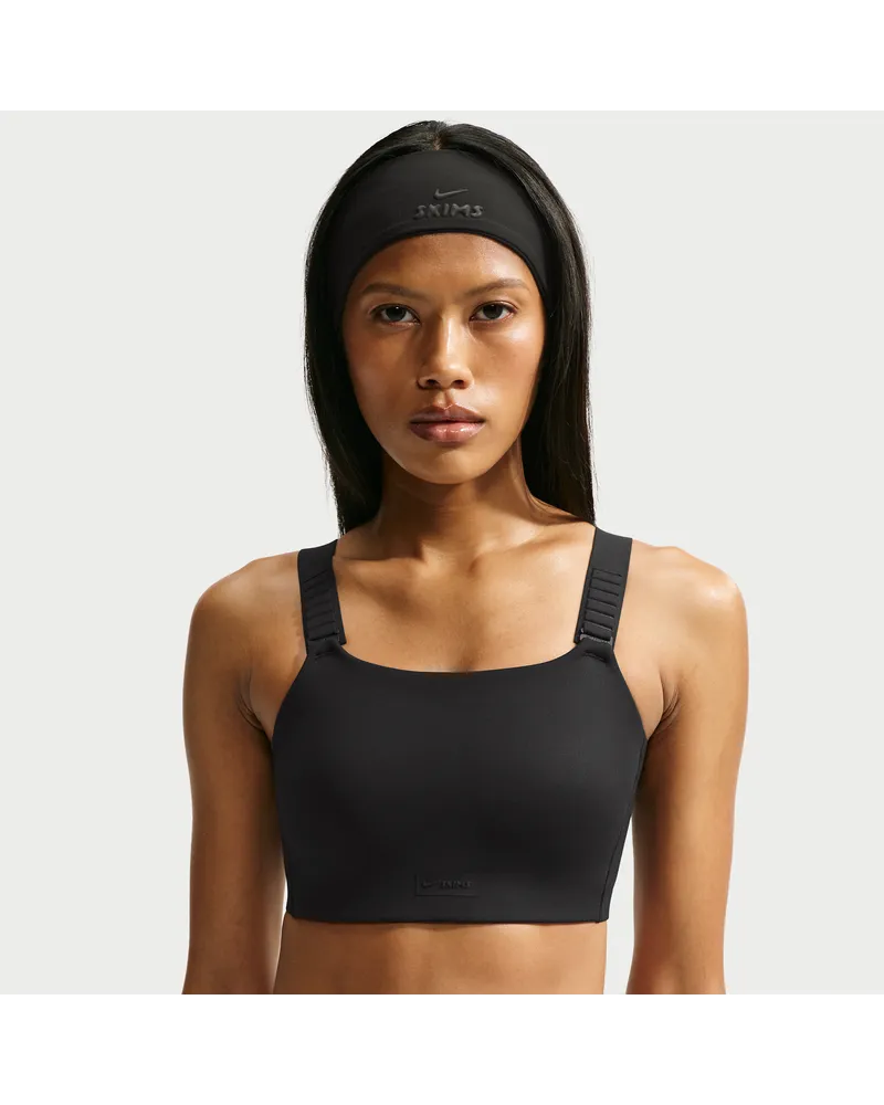 Nike SKIMS Matte Sport-BH mit breiten Trägern - Schwarz Schwarz