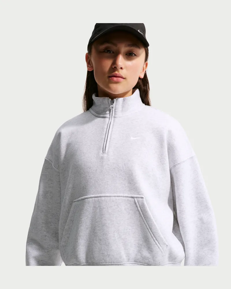 Nike Studio Fleece Oversize-Oberteil mit Viertelreißverschluss (ältere Kinder, Mädchen) - Braun Braun
