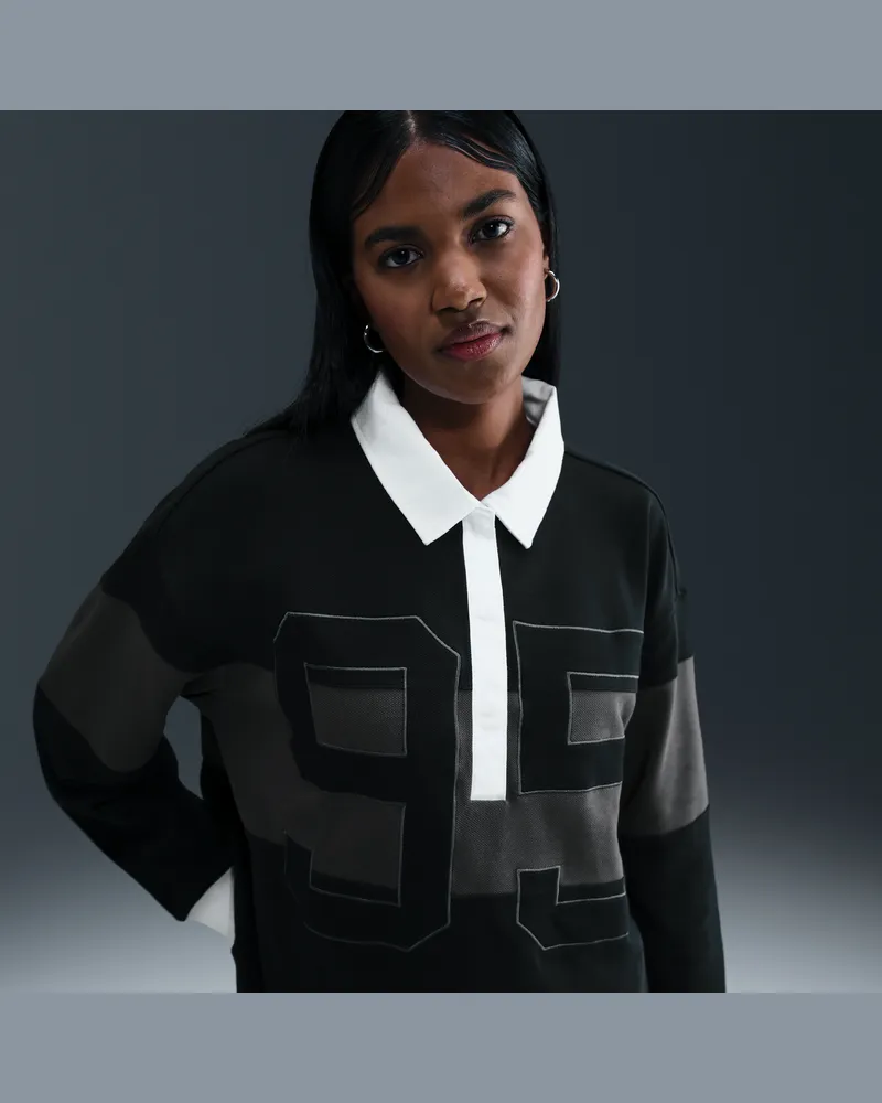 Nike Sportswear Longsleeve-Polo-Oberteil mit Motiv für Damen - Schwarz Schwarz