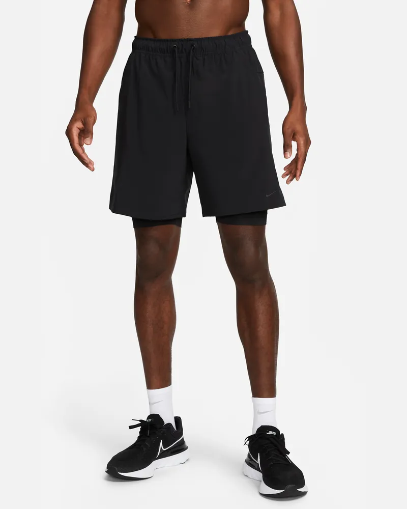 Nike Unlimited vielseitige Dri-FIT 2-in-1-Shorts (ca. 18 cm) für Herren - Schwarz Schwarz
