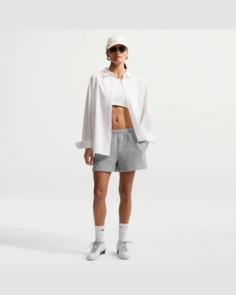 Nike Studio Fleece Mid-Rise-Shorts aus mittelschwerem Material (Damen) - Grau Grau