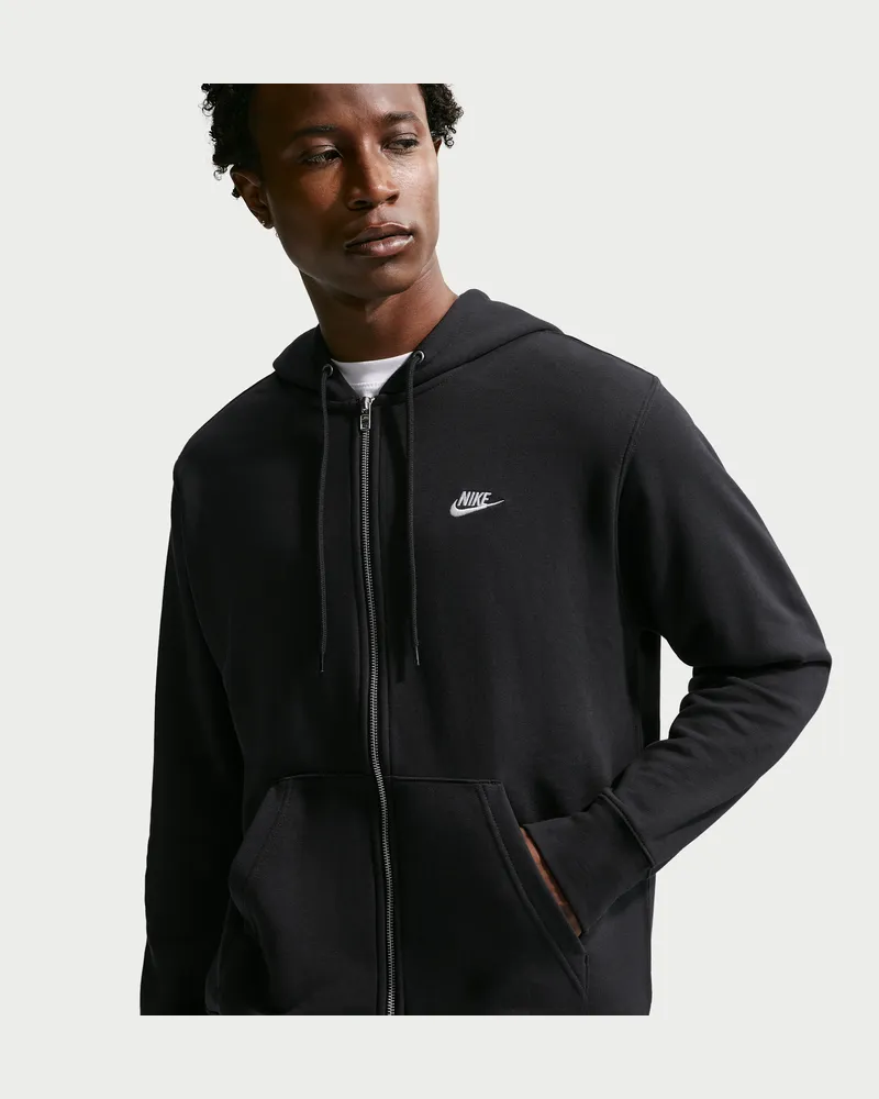 Nike Club Kapuzenjacke aus French Terry (Herren) - Schwarz Schwarz