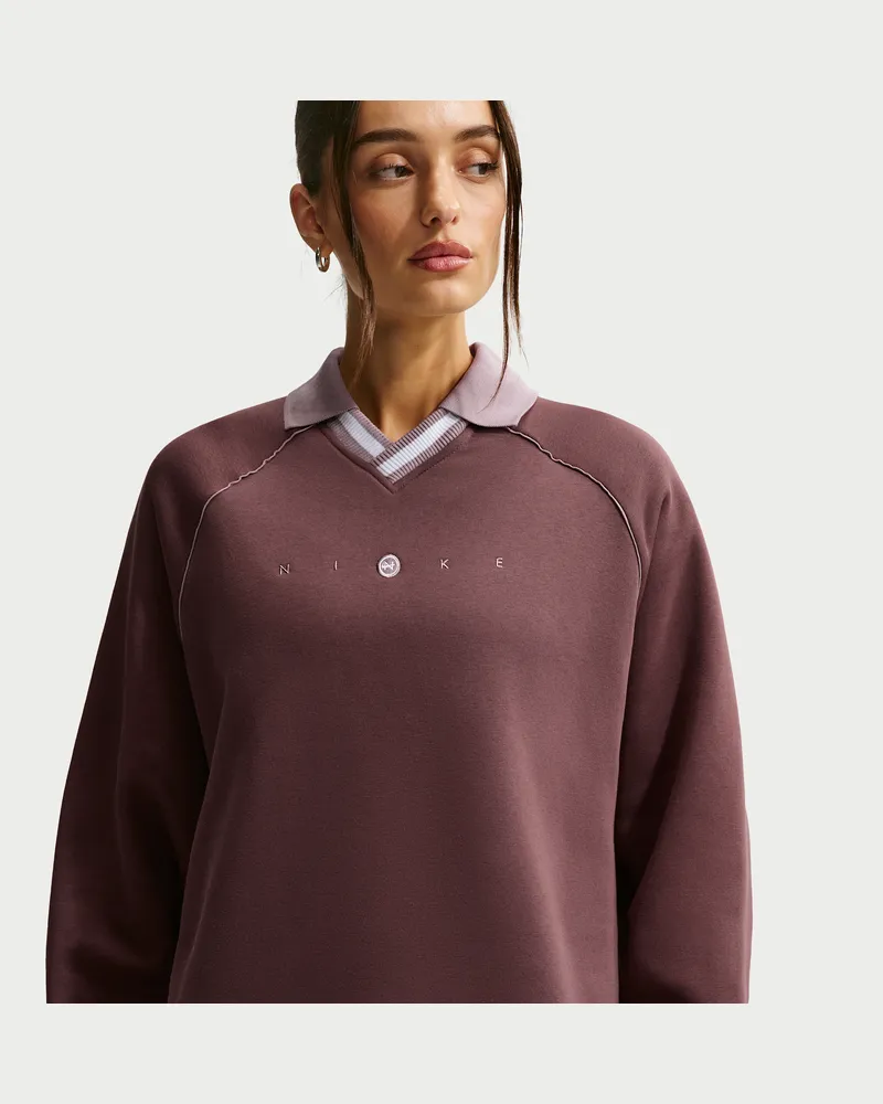 Nike Phoenix Fleece Oversize-Poloshirt mit Grafik (Damen) - Lila Lila
