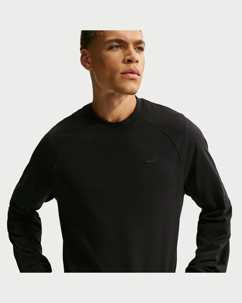 Nike Primary NanoKnit Performance-Langarmshirt mit Dri-FIT-Technologie und UV-Schutz für Herren - Schwarz Schwarz