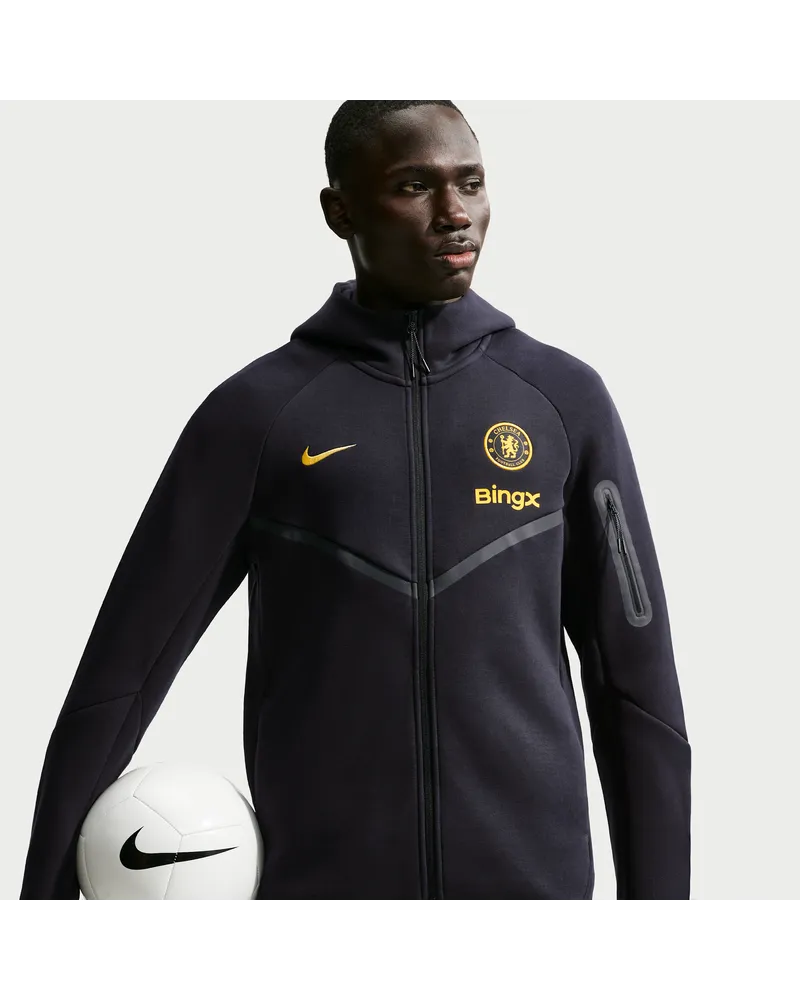 Nike FC Chelsea Tech Fleece Windrunner  Fußball-Hoodie mit durchgehendem Reißverschluss (Herren) - Blau Blau