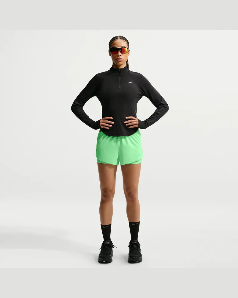 Nike Swft Dri-FIT 2-in-1-Laufshorts mit mittelhohem Bund (Damen) - Grün Grün