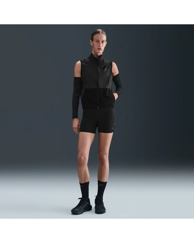 Nike Trail eng anliegende Dri-FIT Laufshorts (ca. 10 cm) mit hohem Bund (Damen) - Schwarz Schwarz
