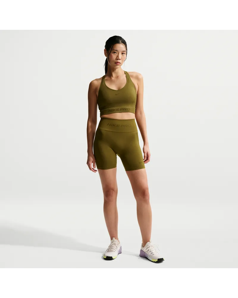 Nike Pro Seamless Dri-FIT Bike Shorts mit hohem Bund für Damen (ca. 12,5 cm) - Braun Braun