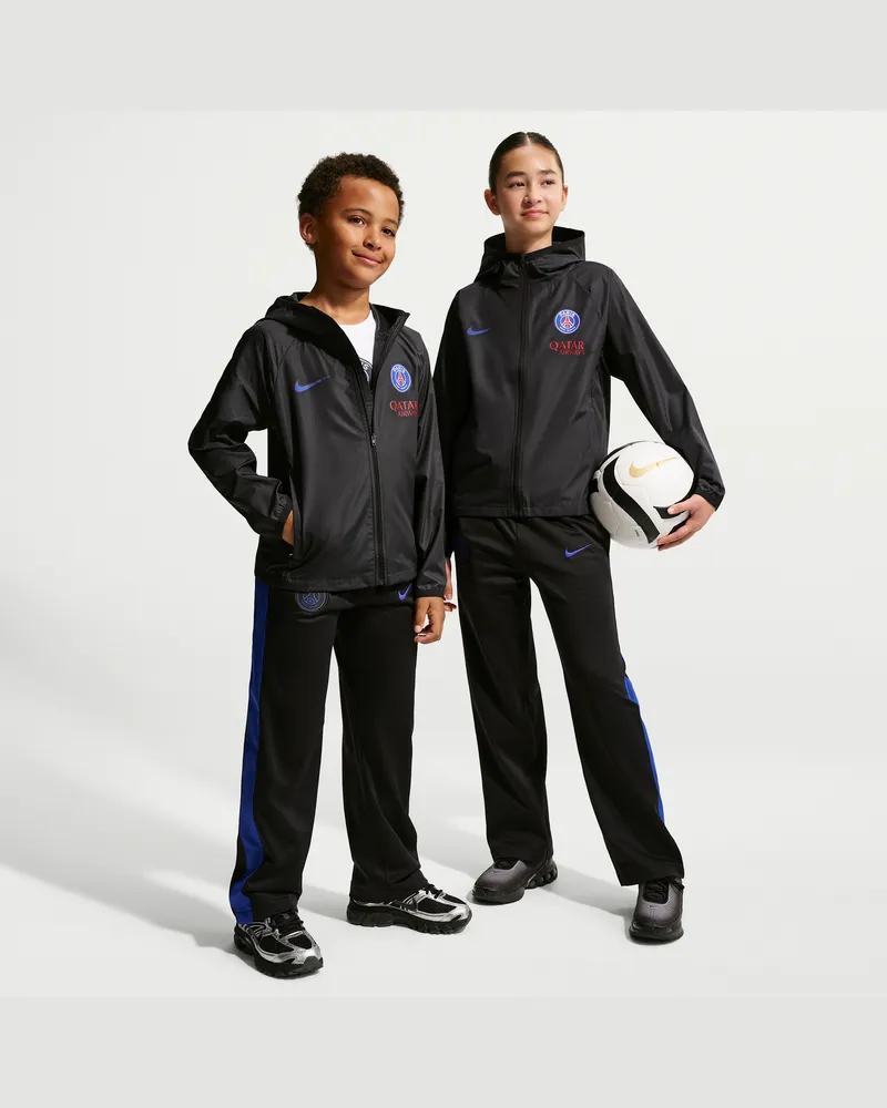 Nike Paris Saint-Germain Academy Pro  Storm-FIT Fußball-Regenjacke mit Kapuze (ältere Kinder) - Schwarz Schwarz