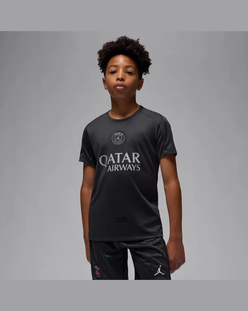 Jordan Paris Saint-Germain Strike Fourth  Dri-FIT Kurzarm-Fußballoberteil (ältere Kinder) - Schwarz Schwarz