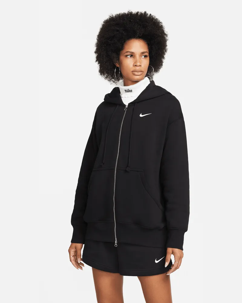 Nike Sportswear Phoenix Oversize-Damen-Hoodie mit durchgehendem Reißverschluss - Schwarz Schwarz