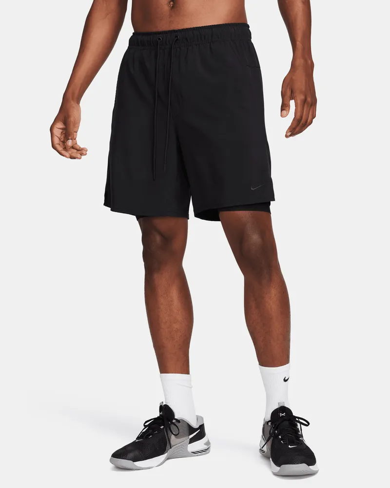 Nike Unlimited vielseitige Dri-FIT 2-in-1-Shorts (ca. 18 cm) für Herren - Schwarz Schwarz