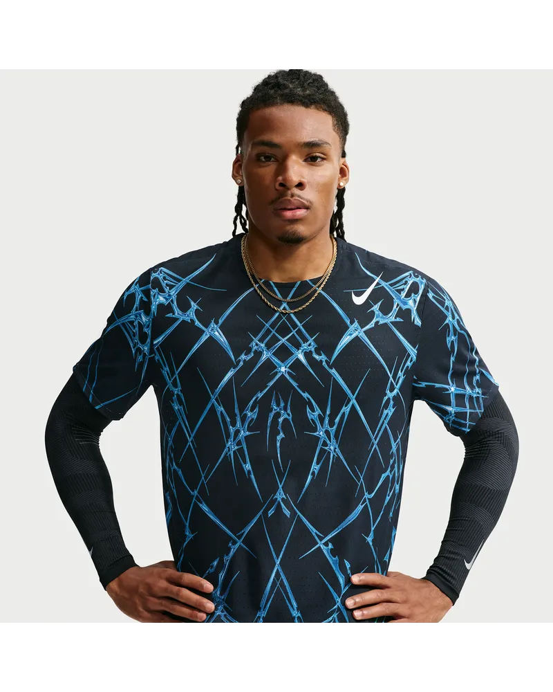 Nike AeroSwift Dri-FIT ADV Kurzarm-Laufoberteil mit Print (Herren) - Schwarz Schwarz