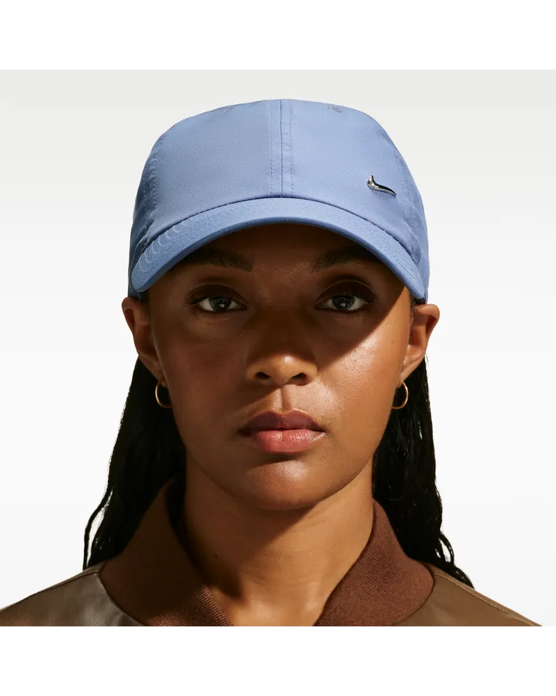 Nike Dri-FIT Club unstrukturierte Metall-Swoosh-Cap - Blau Blau