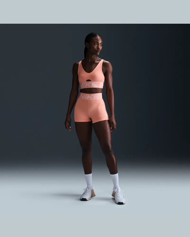 Nike Pro Sculpt Bike-Shorts (ca. 8 cm) mit hohem Taillenbund (Damen) - Orange Orange