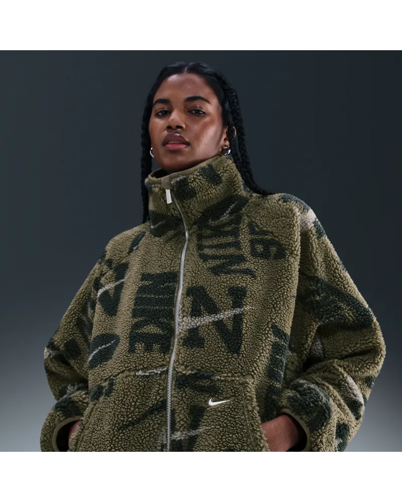 Nike Sportswear hochflorige Fleecejacke für Damen - Grün Grün