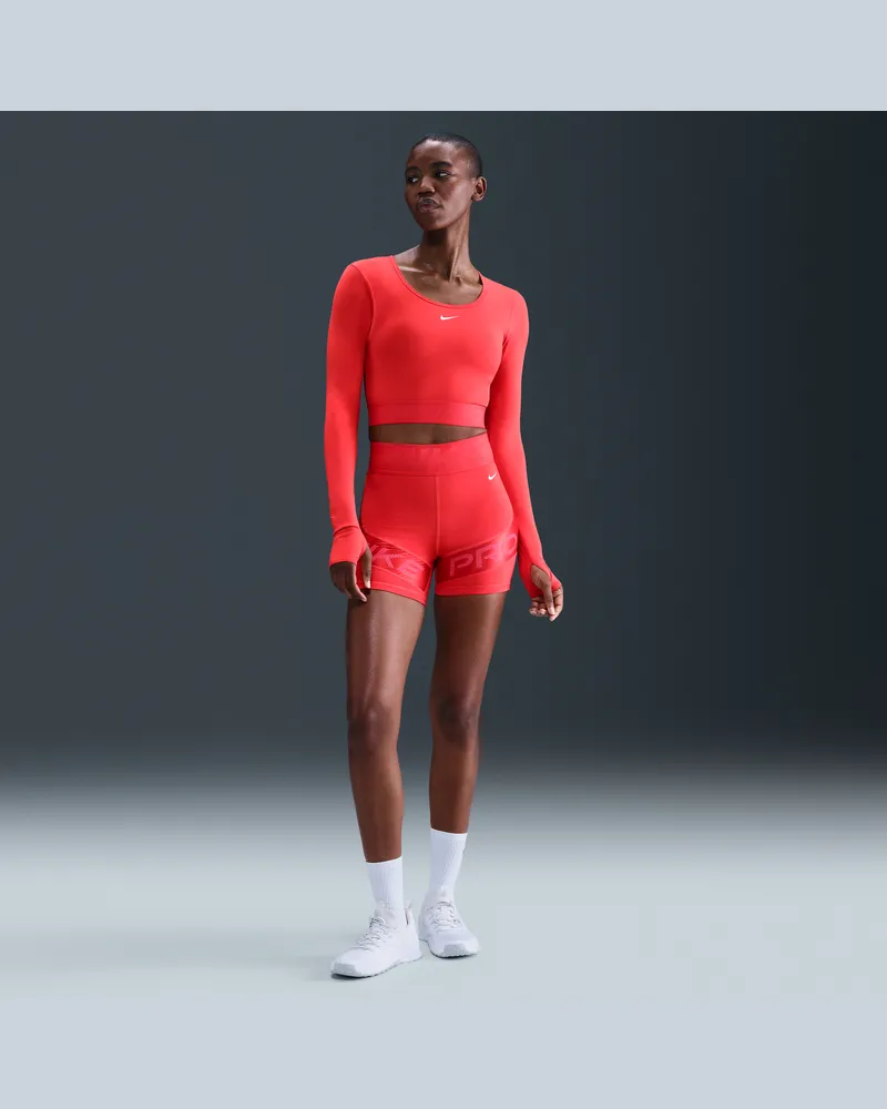Nike Pro Sculpt Dri-FIT Bike Shorts mit hohem Bund (Damen, ca. 12,5 cm) - Rot Rot