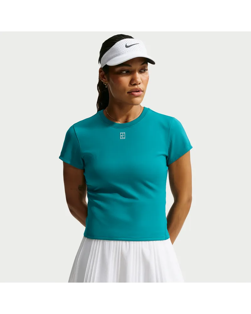 Nike Court Advantage Dri-FIT Kurzarm-Tennisoberteil für Damen - Blau Blau