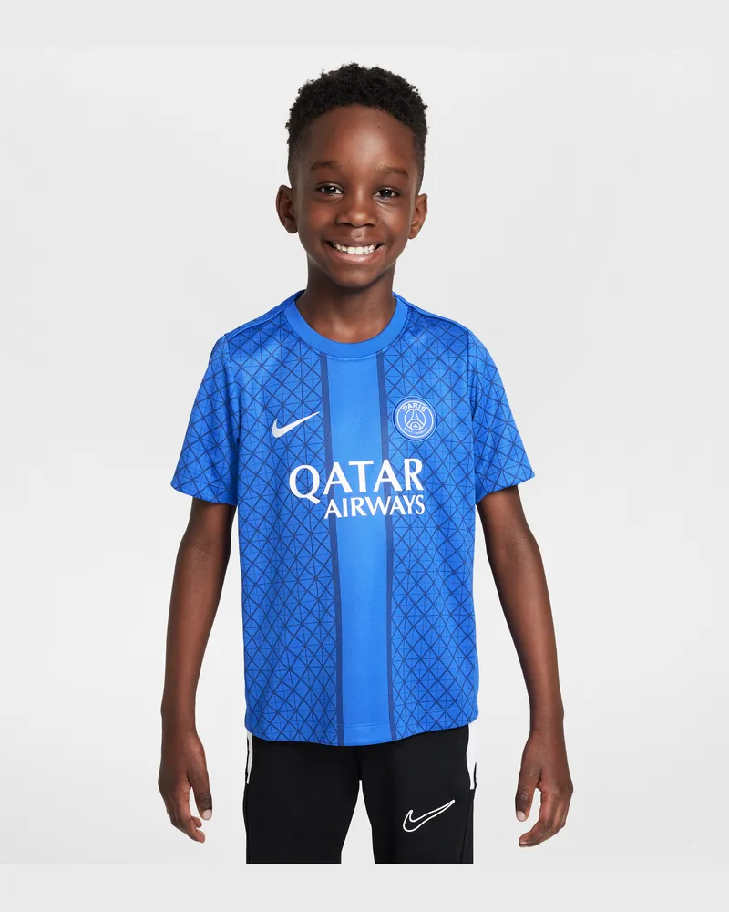 Jordan Paris Saint-Germain Academy Pro Home  Dri-FIT Pre-Match-Fußballoberteil mit kurzem Arm (jüngere Kinder) - Blau Blau