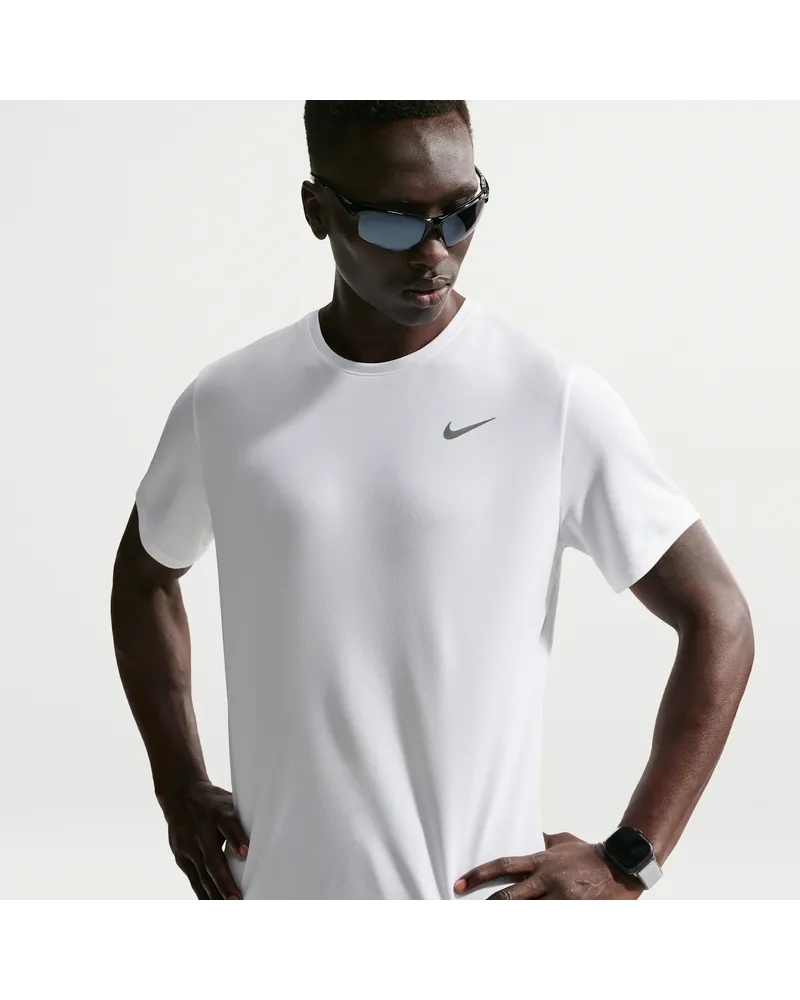 Nike Miler Nike Dri-FIT UV Kurzarm-Laufoberteil für Herren - Weiß Weiß