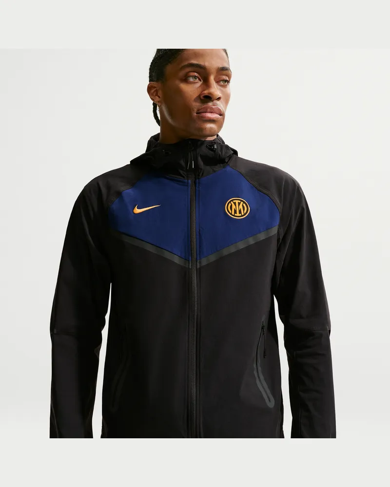 Nike Inter Mailand Tech Windrunner  Fußballjacke aus Webmaterial mit durchgehendem Reißverschluss (Herren) - Schwarz Schwarz