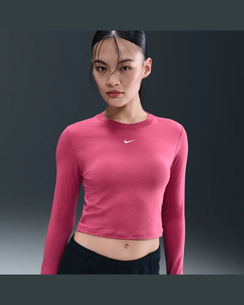 Nike Chill Knit schmales, verkürztes Longsleeve (Damen) - Lila Lila