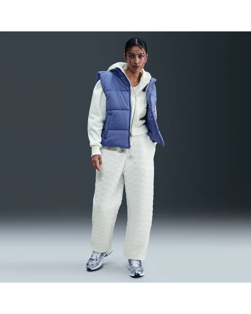 Nike Phoenix Fleece Oversize-Hose mit hohem Bund aus Jacquard (Damen) - Weiß Weiß