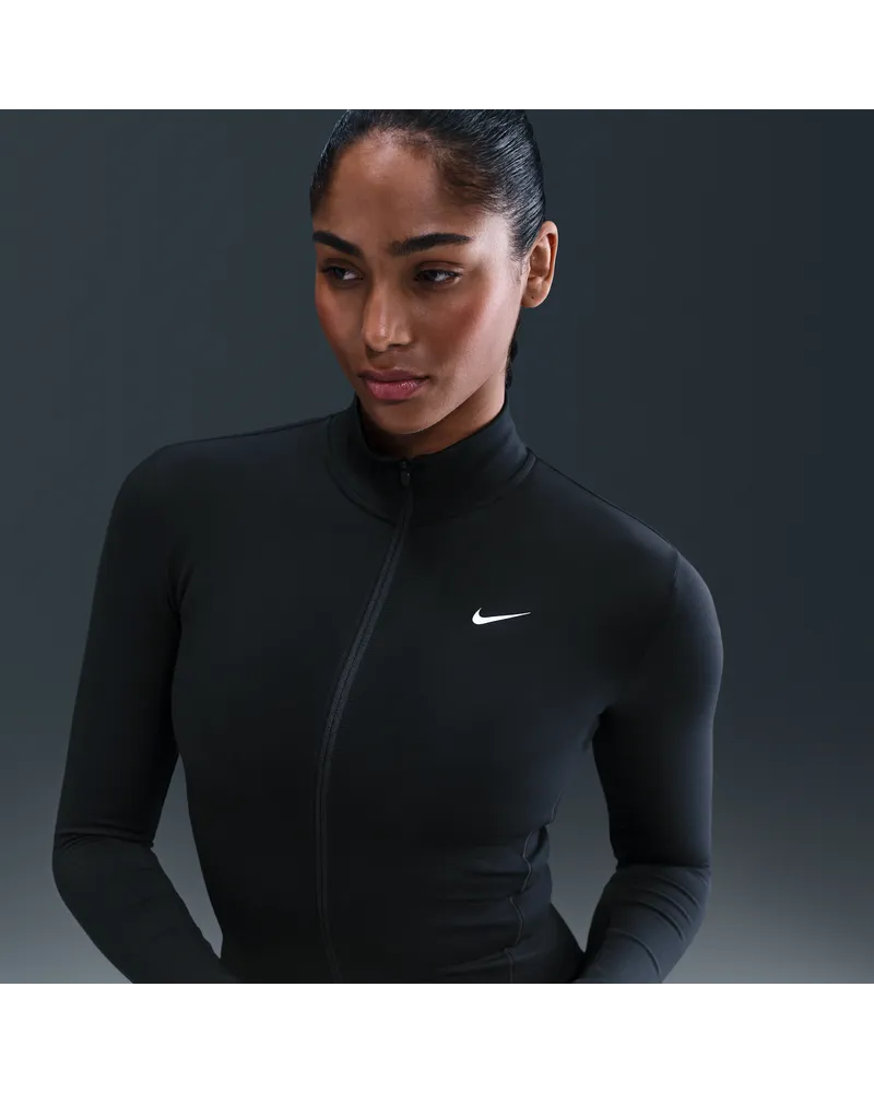 Nike One Fitted Dri-FIT-Jacke mit durchgehendem Reißverschluss für Damen - Schwarz Schwarz