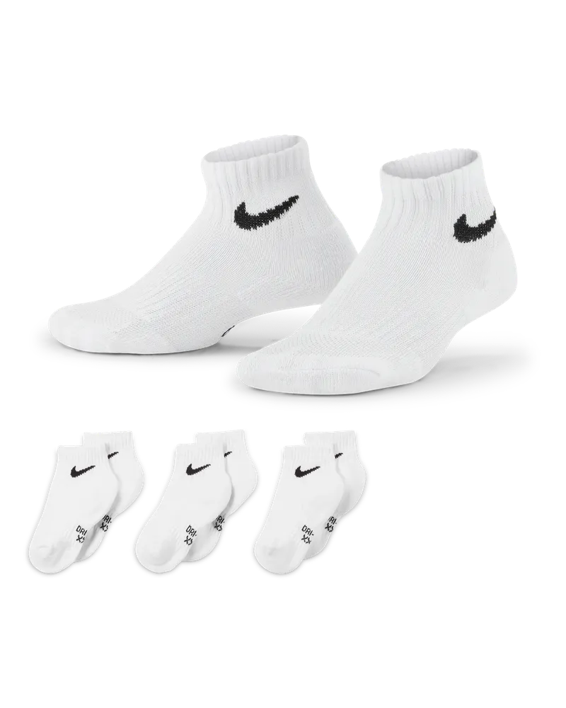 Nike Everyday gepolsterte Knöchelsocken für jüngere Kinder (3 Paar) - Weiß Weiß
