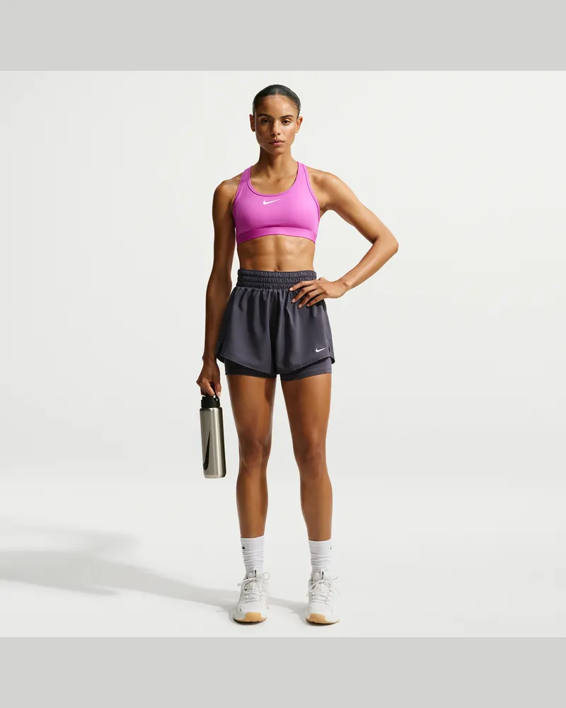 Nike One Dri-FIT 2-in-1-Shorts mit hohem Taillenbund für Damen (ca. 7,5 cm) - Grau Grau