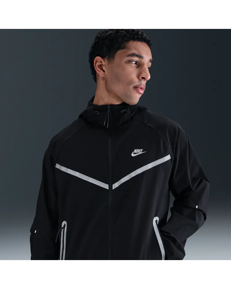 Nike Tech Windrunner-Webjacke mit durchgehendem Reißverschluss für Herren - Schwarz Schwarz