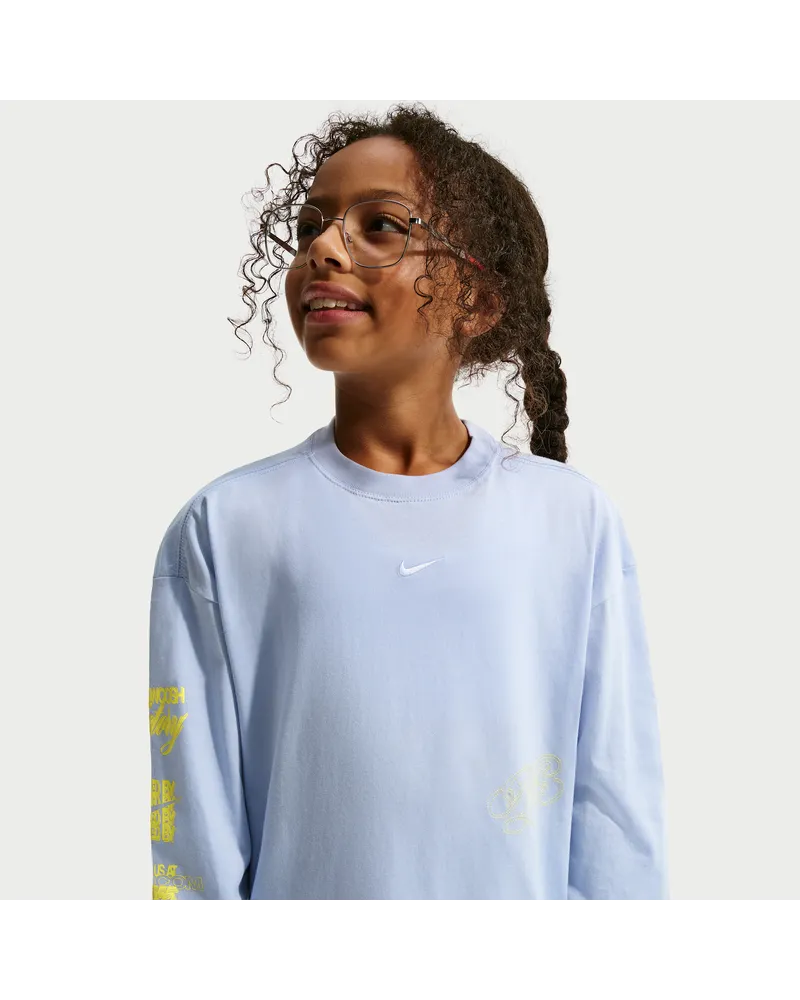 Nike extragroßes Langarm-T-Shirt für ältere Kinder (Mädchen) - Grau Grau